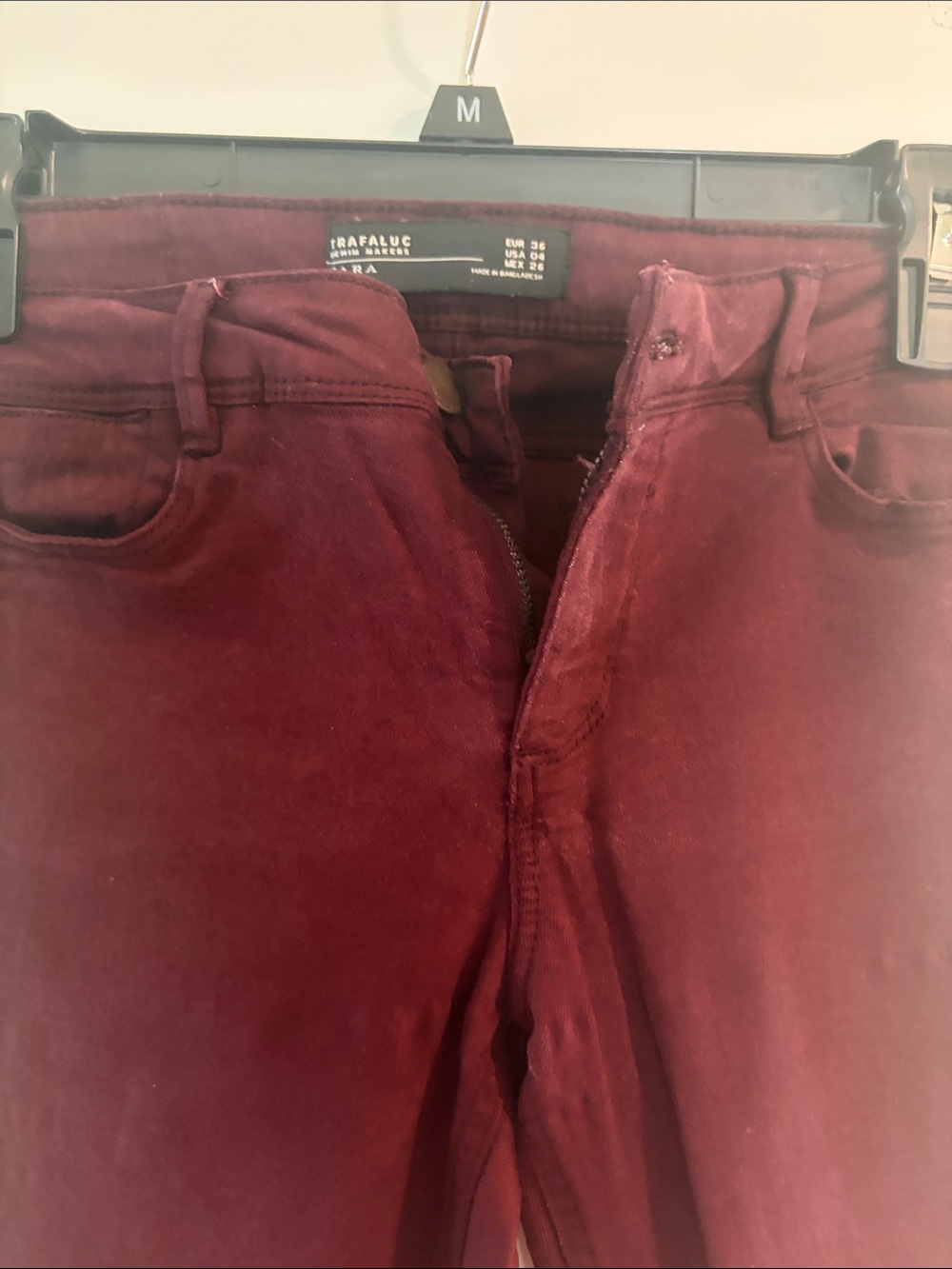 Zara Women’s Slim Jeans in Burgundy Red